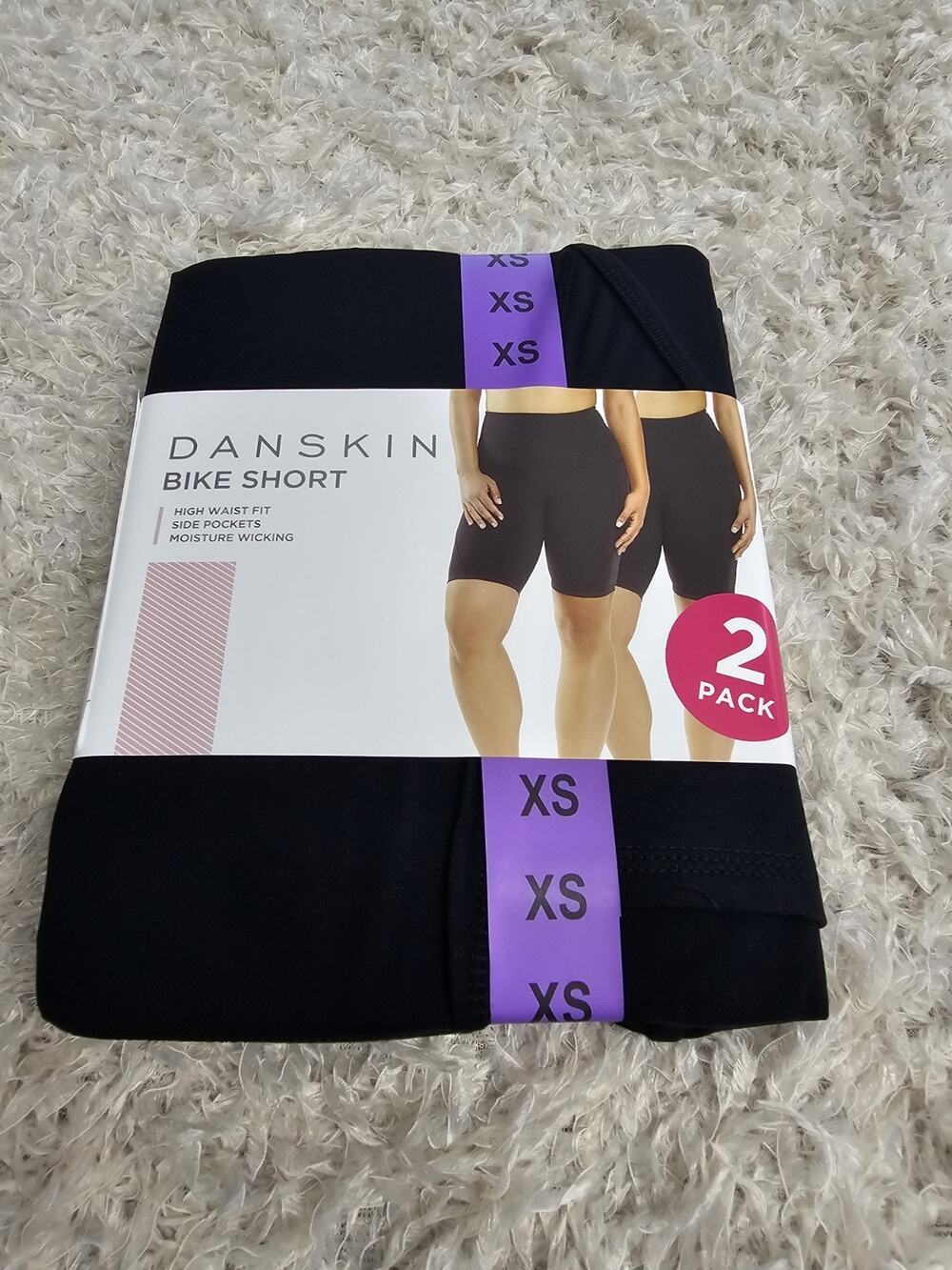 NWT DANSKIN Bike Shorts 2 Pack High Waist Athletic Yoga Active Lounge Pocket XS